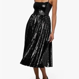 NWT WeWoreWhat Sequin Black Midi Dress - size 2